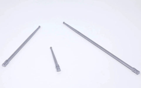 Coaxial Centering Indicator For Milling Machines Test Dial extensions in various lengths shown on a white background.