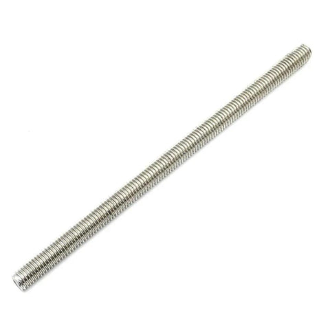 304 Stainless Steel Fully Threaded Rod 1/4 Inch 20 TPI 12 Inch shown from a side view