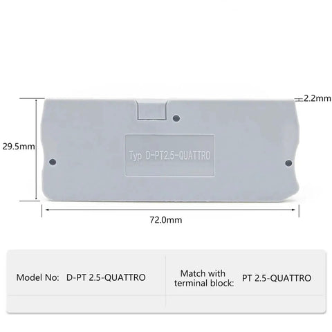 50 Pack No-Fuss Easy Install DIN Rail End Clamp Terminal Blocks With Anti-Lock Spring For 0.2-4mm Wires Quattro Style