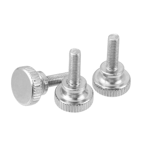 10 Pcs M5 Thumb Screws Knurled Iron Flat Head With Shoulder Grip 16mm Thread Length 16mm Head Diameter Silver Bolts Fasteners