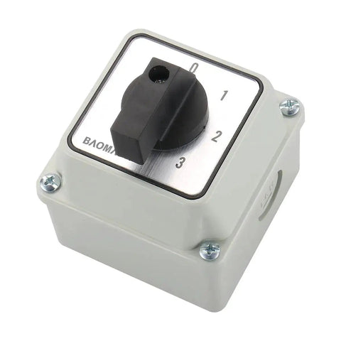 20A 660V Rotary Changeover Switch With Exterior IP54 Box Four Position Eight Terminal Selector For Motor Control And Generator Transfer
