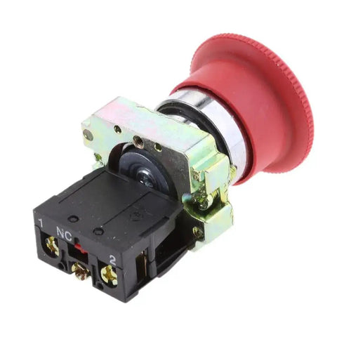 Mushroom Head Emergency Stop Push Button Assembly 22mm Turn To Release, Normally Closed Latching Rotary for Industrial Machines
