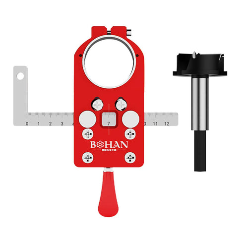 Stainless Steel 35mm Cup Hinge Drill Guide Jigs With Ball Bearing Guide For Precise Cabinet Assembly tool on white background