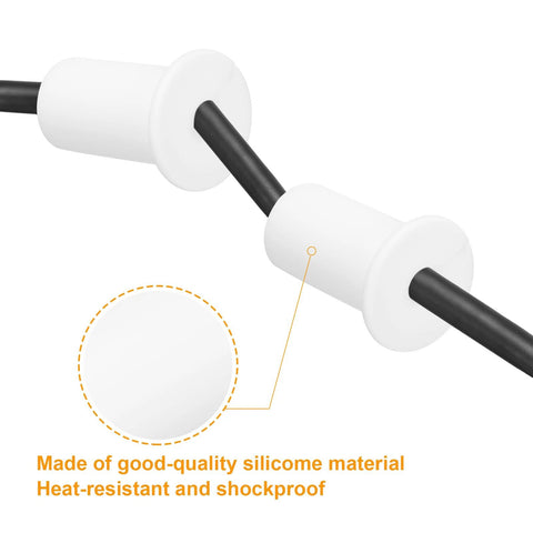 uxcell white silicone wall cable grommets, 7 mm hole; two grommets shown with a black cable.