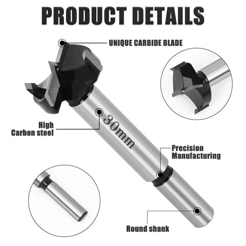 5 Piece Pro Grade Woodworking Drill Bit Set 15 To 35mm Self Centering Boring Bits For Hinge Holes And Door Cutouts Smooth Openings