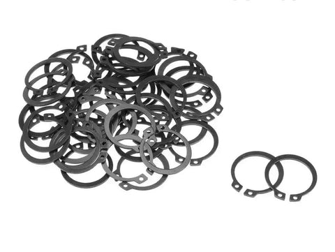 Durable Spring Steel External Snap Rings With Black Oxide Finish Three Eighths Inch Size Pack Of Five For Heavy Duty Mechanical Retaining Clips That Lock In Place