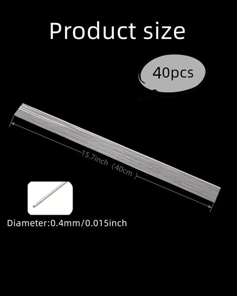 Angyanco stainless steel spring wire, 40 pcs, 15.7 in (40 cm) long, 0.4 mm diameter, straight hard wire for DIY crafts