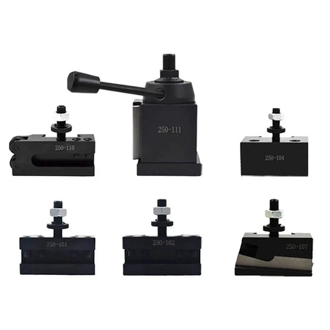 Wedge Type Quick Change Tool Post Set For Mini Lathe And 12 Inch Swing CNC Lathe Tool Holder, six-piece beefy steel precision set