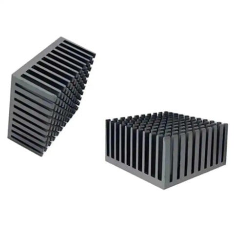 4 Pack Black Aluminum Heat Sinks With Pre Applied Thermal Conductive Tape shown angled for VRMs GPUs cooling