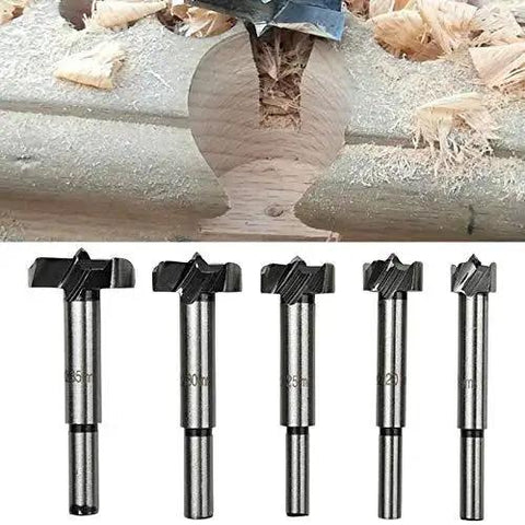 Woodworking Center Drill Bit Set Five Pack Cobalt Steel For Pilot Holes And Hinge Boring 15mm 20mm 25mm 30mm 35mm Smooth Neat Holes Great For DIY Projects Cabinet Making And Woodworking Drilling