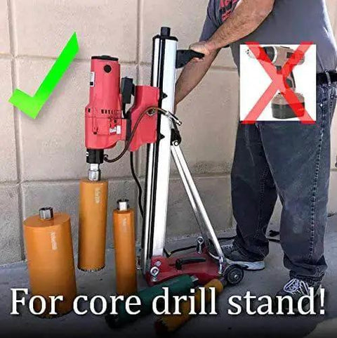 Person using 3 Inch Diamond Turbo Core Drill Bit Hole Saw For Concrete And Masonry, 14 Inch Drill Depth, 1-1/4 Inch Arbor For Core Drill Stand Rig