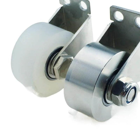 Heavy Duty Sliding Door Roller Pulley System With Stainless Steel Track For Doors And Shower Door Track, side view of wheels