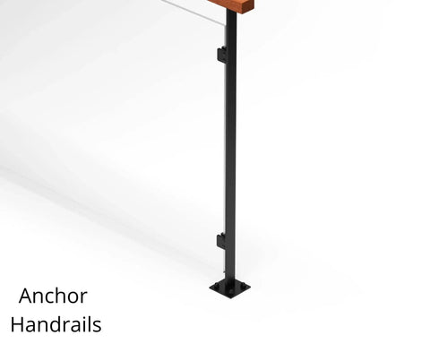 Side view of handrail securely installed using Two Pack Premium Knurled Drop In Anchors For Use With Three Quarters Inch Bolt.