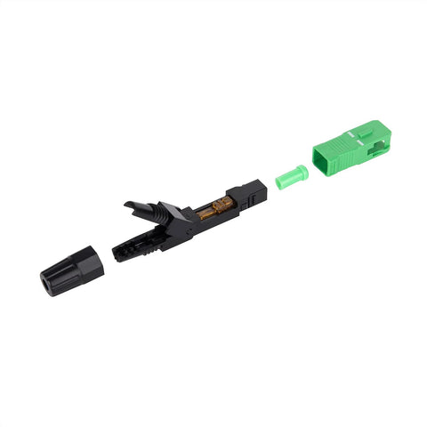 OFCN FTTH SC/APC fiber optic fast connector kit with black body and green cap, for 3.0/2.0 mm drop cable