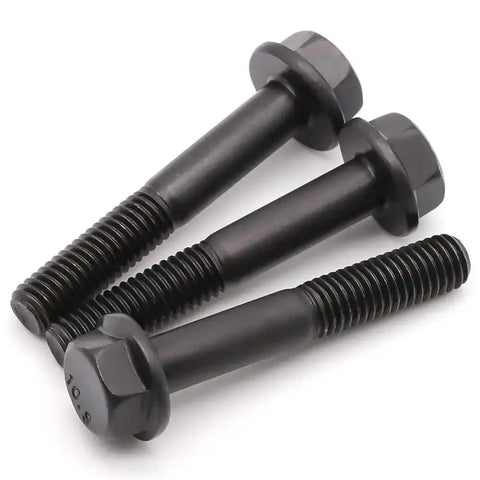 Flanged M8 Hex Bolts 1.25 X 80mm, 8 Pack, Partial Thread, Black Oxide Finish, 10.9 Grade Alloy Steel, Motorcycle And Car Bolt Replacements, Hex Drive 13mm