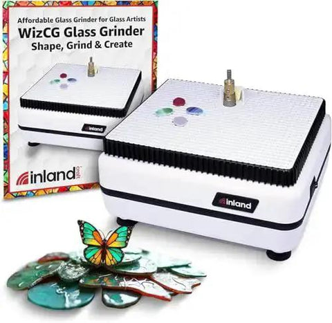 Stained Glass Grinder For Shaping And Drilling With Dual Bit Gear Using Three Quarter Inch And One Quarter Inch Diamond Grinding Bits
