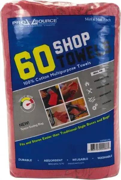 60 pack 14 by 14 inch heavy duty shop towels red virgin cotton absorbent reusable washable wipes for oil grease water and chemicals