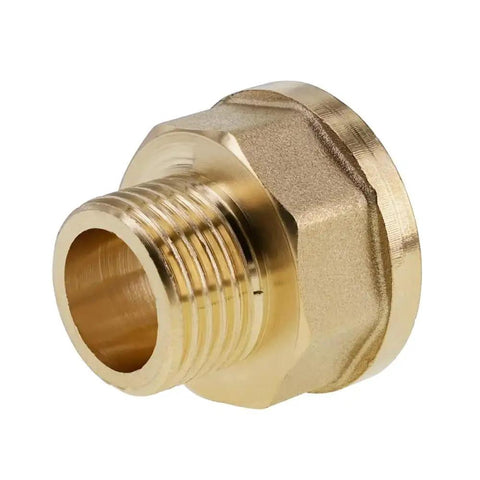 Brass pipe reducer adapter, 3/4 NPT to 1/2 NPT, for home and industrial piping