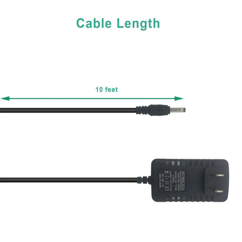 Polar 10698 Replacement Power Cord For Ice Machine And Kodiak, Hon-Kwang HK Plug Transformer 6V 600mAh, 10 Ft PVC Cable With DC Barrel Tip