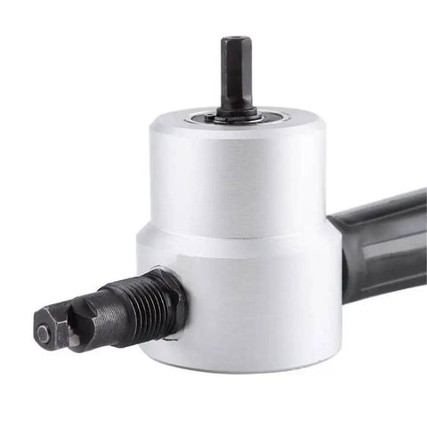 Double Head Sheet Metal Cutter For Electric Drill Attachment Nibbler Tool Kit shown in close-up metal fabrication tool