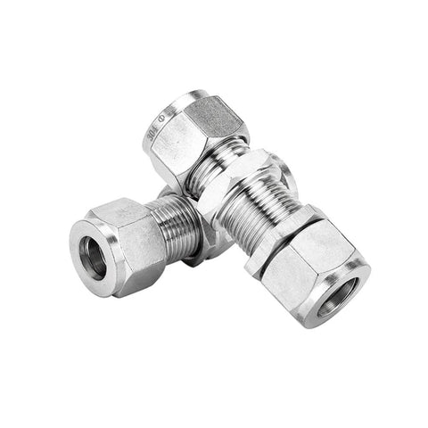 Pysrych 304 stainless steel compression bulkhead union fittings, 1/8 in OD x 1/8 in OD, pack of 2