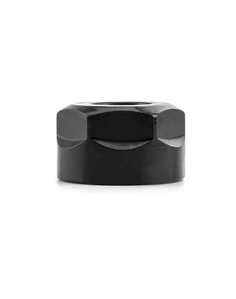 Front view of ER20 A Collet Clamping Nut for CNC Milling Chuck Holder, precision ground, black finish, 40CR steel.
