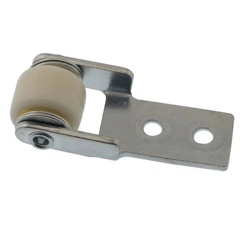 Close-up of 4 Pcs Track Wheel Set For Chest Of Drawers And Sliding Doors, 47 X 22 Mm Iron And Plastic Guide Wheels, hardware attachment.