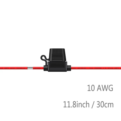 In Line 10 Gauge Fuse Holder Kit With ATC ATO Connectors And 65 Car Fuses Included For Automotive Wiring Projects, 10 AWG, 11.8 inch