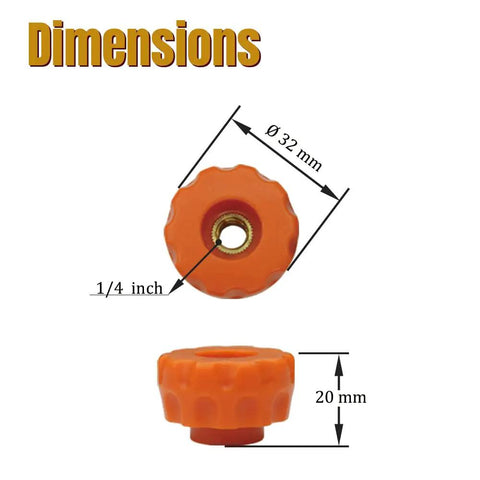T-Track Knob Kit With 1/4-20 Threaded Knobs, T-Bolts And Washers For Woodworking Jigs And Fixtures - Star Knob Dimensions