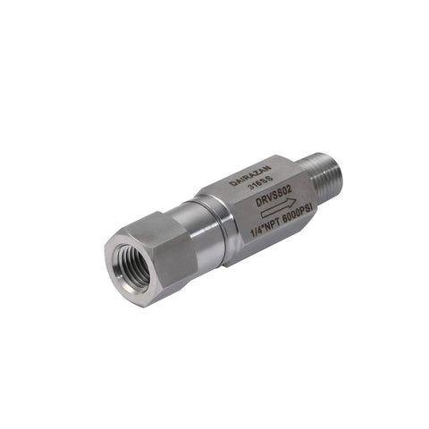 DAIRAZAN inline ball check valve, SS316, 1/4 NPT MxF, one-way flow