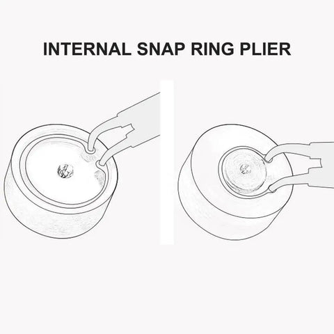 Diagram of Internal Snap Ring Pliers Angled Bent Nose 90 Degree Tip 7 Inch For Installing Retaining Rings Pro Grade CRV