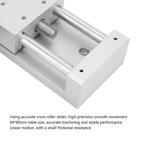 Ultra Smooth Low Friction Aluminum Linear Stage Table With 100mm Travel for CNC Positioning, close-up view of rails and base
