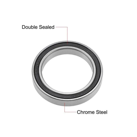 6806-2RS Sealed Ball Bearings 30mm ID x 42mm OD x 7mm Width, double-sided chrome steel, close-up view.