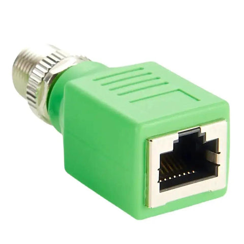 M12 X Coded 8 Pin To RJ45 Adapter For Cat6 Industrial Ethernet Shielded Bulkhead Jack IP67 Waterproof Connector front view