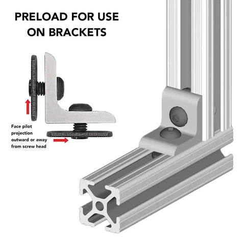 Centered Slide-In T-Nuts 10-32 For 10 Series Aluminum Extrusions installation on bracket