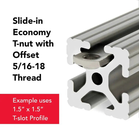 Stainless Steel Slide In T Nut With Offset Thread For Fifteen Series Aluminum Extrusion Five Sixteenths By Eighteen Thread in profile
