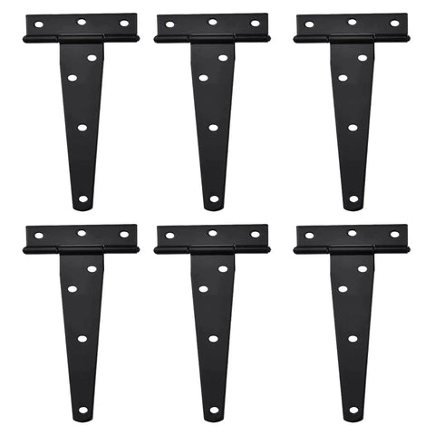 Durable Shed Door Hardware Kit With 6-Inch T-Hinges, black metal hinges for secure sheds and gates