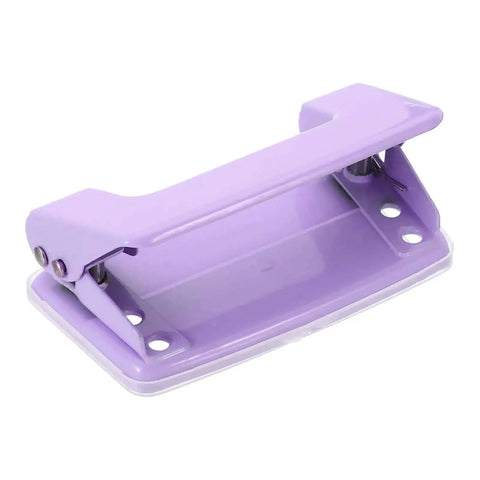 Two Hole One Quarter Inch Paper Punch for Office and Home, durable purple metal puncher with eight sheet capacity, desk accessory