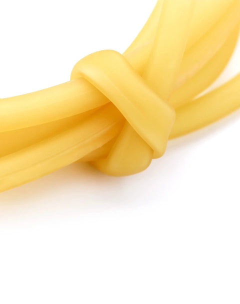QWORK natural latex rubber tubing, 10 ft, 3/8 in OD, 1/4 in ID, yellow, knotted