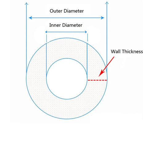 Diagram showing dimensions for Stainless Steel Capillary Tube 304 5mm Inner Diameter 6mm Outer Diameter 0.5mm Wall Thickness