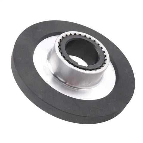 Brake gear disc assembly with 150mm black friction pad and silver hub with inner gear teeth