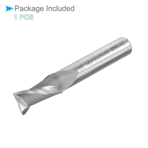 Square Nose End Mill 14mm Diameter 26mm Cut Length 12mm Shank HSS AL 2 Flutes CNC Router Bit Milling Cutter For Aluminum Copper Plastic Pro Grade CoCud