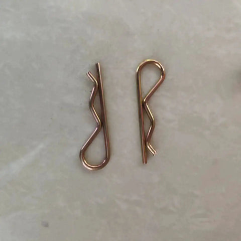 Close-up of R shaped spring cotter pins for Built Tough Heavy Duty Carbon Steel Single Hole Clevis Pins 8mm X 45mm