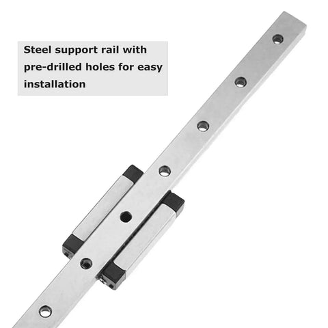 MGN12 200mm Linear Rail Guide Set with Carriage Block for DIY 3D Printers and CNC Machines X Y Z Axes, steel rail with holes