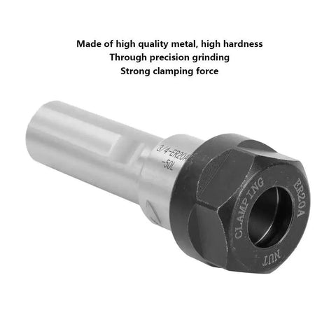 Long Reach CNC Milling Tool Extension Holder With Three Quarters Inch Shank 50mm ER20A-50L, precision-machined metal, side view