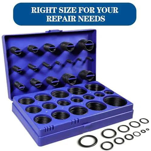 Universal 407 Piece SAE O Ring Kit For Automotive Plumbing And Hydraulics Nitrile Rubber O Ring Set with 32 Inch Sizes in blue case