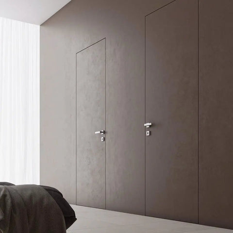 Interior Invisible Hidden Door With Handle Planum 0010 Primed Black Edge Hidden Frame 30 Inch By 84 Inch Right Hand Inswing