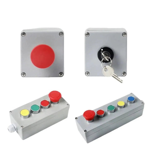 Industrial Grade Explosion Proof Push Button Switch Box For Harsh Environments Built To Handle Rough As Nails Conditions Waterproof Junction Enclosure With Start Stop Emergency Function 4P 1Knob 3Reset ABS And Metal Construction AHGDDA