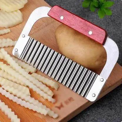 Handheld Crinkle Cutter for Veggies and Potatoes Stainless Steel Wavy Potato Chopper Knife French Fries Slicer Tool by SPXTOM