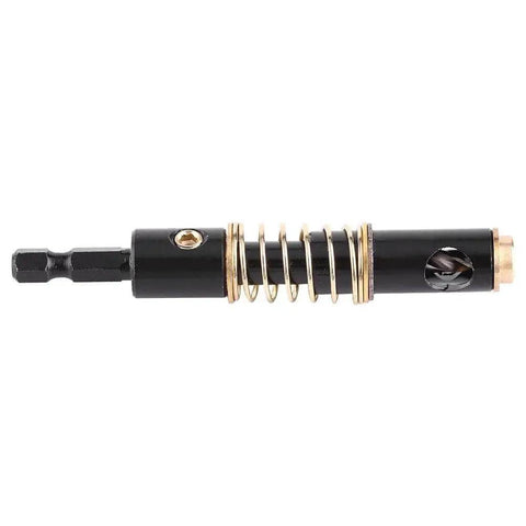 5mm Center Drill Bit Set With 1 Quarter Inch Hex Shank Self Centering Hinge Tapper, high speed steel bit with spring coil, side view.